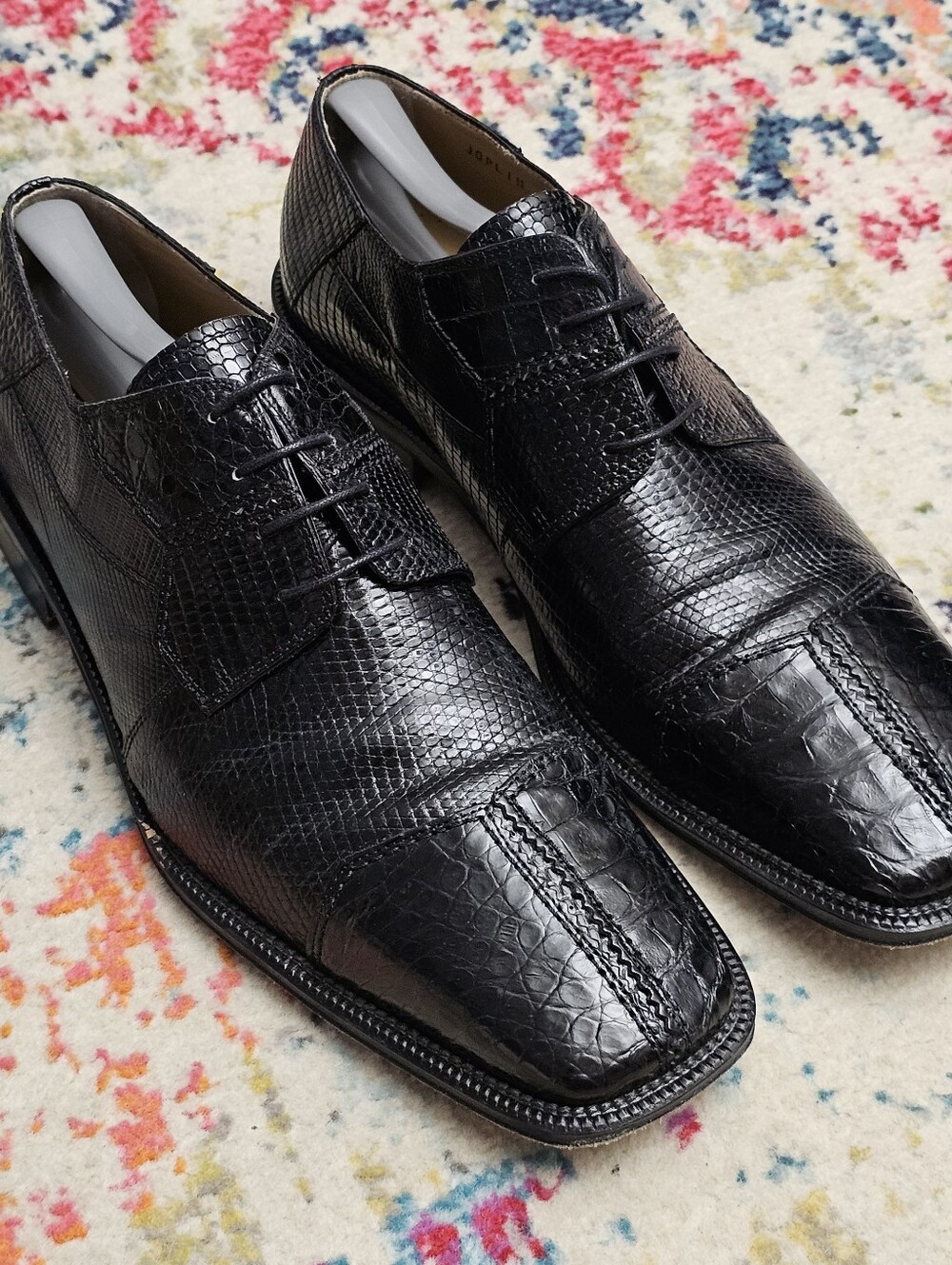 David Eden Joplin Oxfords Men's Size 11.5 Crocodile & Lizard Skin Dress Shoes - Picture 2 of 16